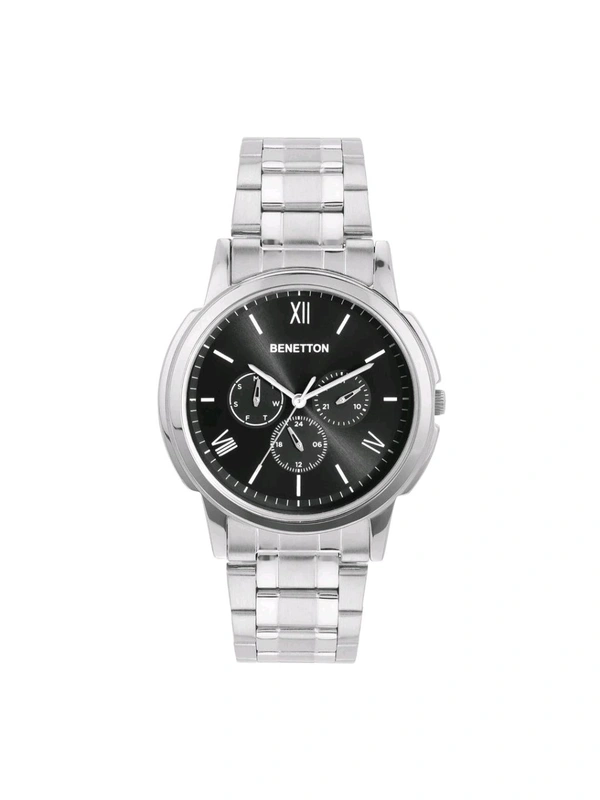 United Colors of Benetton Men Grey Round Brass Dial Analogue Watch
