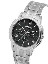 United Colors of Benetton Men Grey Round Brass Dial Analogue Watch
