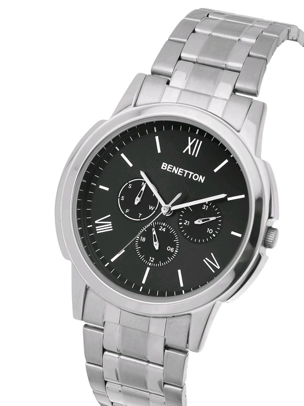 United Colors of Benetton Men Grey Round Brass Dial Analogue Watch