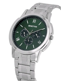United Colors of Benetton Men Green Round Brass Dial Analogue Watch