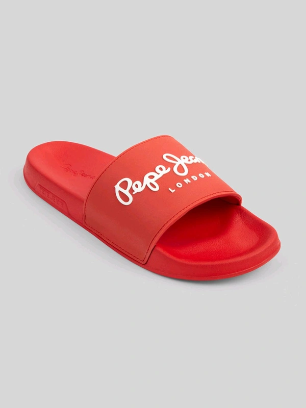 Pepe Jeans Red Lightweight Beach Sliders with Logo Print - Tia Maria, UK 07