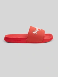 Pepe Jeans Red Lightweight Beach Sliders with Logo Print - Tia Maria, UK 07