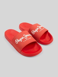 Pepe Jeans Red Lightweight Beach Sliders with Logo Print - Tia Maria, UK 09