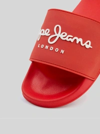 Pepe Jeans Red Lightweight Beach Sliders with Logo Print - Tia Maria, UK 09