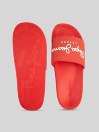 Pepe Jeans Red Lightweight Beach Sliders with Logo Print - Tia Maria, UK 09