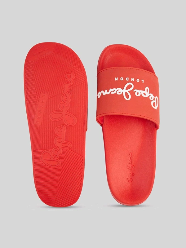 Pepe Jeans Red Lightweight Beach Sliders with Logo Print - Tia Maria, UK 09