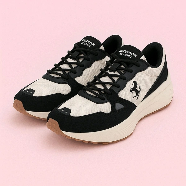 Red Tape Men Textured White & Black Lifestyle Sneakers - Black, UK 09