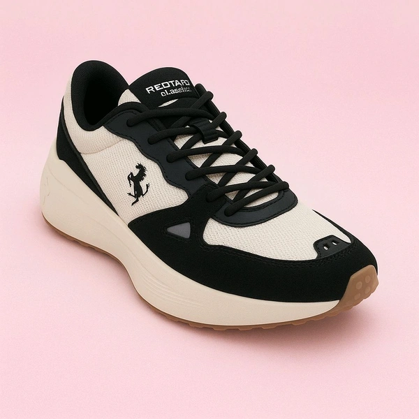 Red Tape Men Textured White & Black Lifestyle Sneakers - Black, UK 10