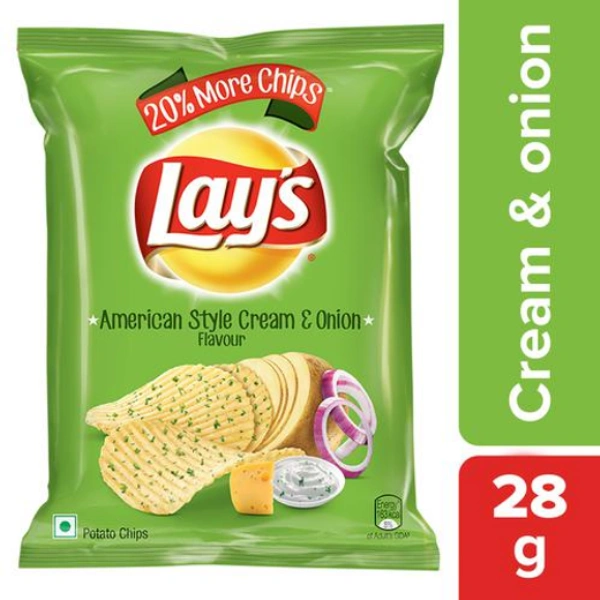 Lays Potato Chips - Calm Cream & Onion Flavour - 28g