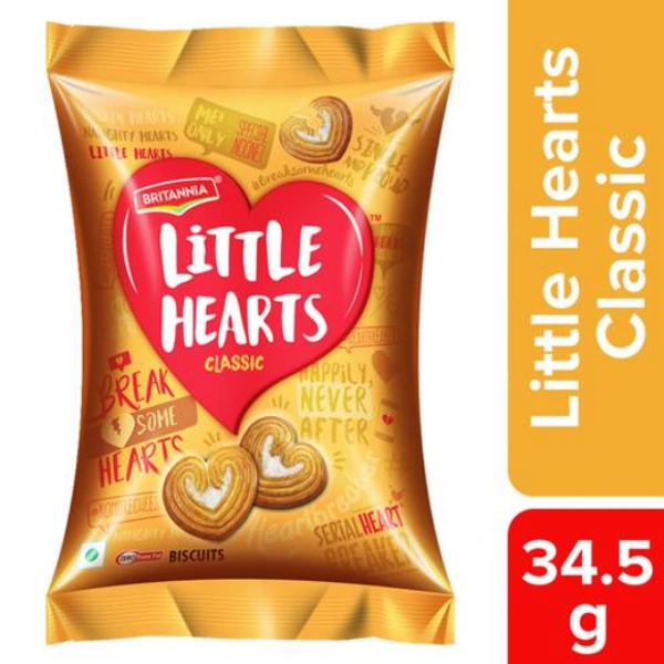 Britannia Little Hearts Classic - Sugar Sprinkled, Heart Shaped Biscuits - 34.5g