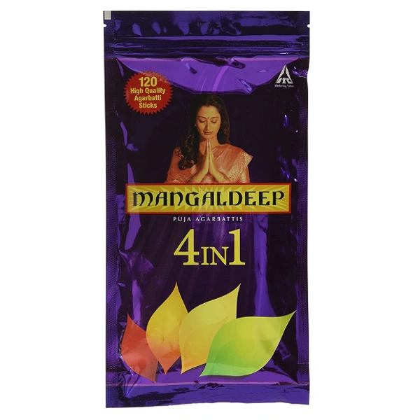 Mangaldeep 4 in 1 Agarbatti Ziplock - 120 Pcs