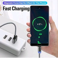 3 in 1 Magnetic USB Charging Cable |LED Indicator Light Cable Compatible with All Type-C Smartphone, Android and iOS Smartphone - Black, Free