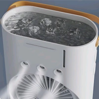 New Double-Head Powerful Air Cooler Air, 2025 New 3 Gears USB Rechargeable Oscillating fan with LED Light Cooler, Touch & Remote Control, 280ml Water Tank, Ice Filling Fan - White, Free Size
