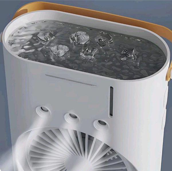 New Double-Head Powerful Air Cooler Air, 2025 New 3 Gears USB Rechargeable Oscillating fan with LED Light Cooler, Touch & Remote Control, 280ml Water Tank, Ice Filling Fan - White, Free Size