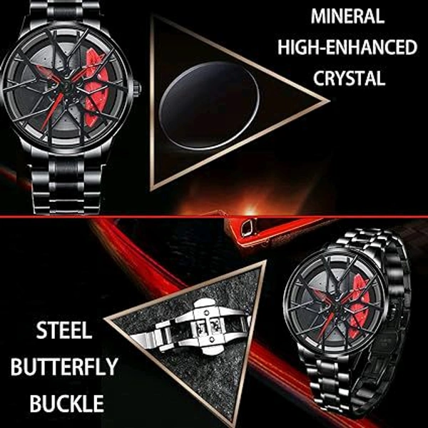 Stereoscopic Car Wheel Watch
*Details:*
Product Name -&nbsp;&nbsp;Stereoscopic Car Wheel WatchPackage Contain -&nbsp;Pack of 1Watch movement type- QuartzMaterial - Alloy SteelWeight -&nbsp;140gramLBH -&nbsp;17.4 x 9.5 x 2.9 cm;
Designs: 1 - Red, Free