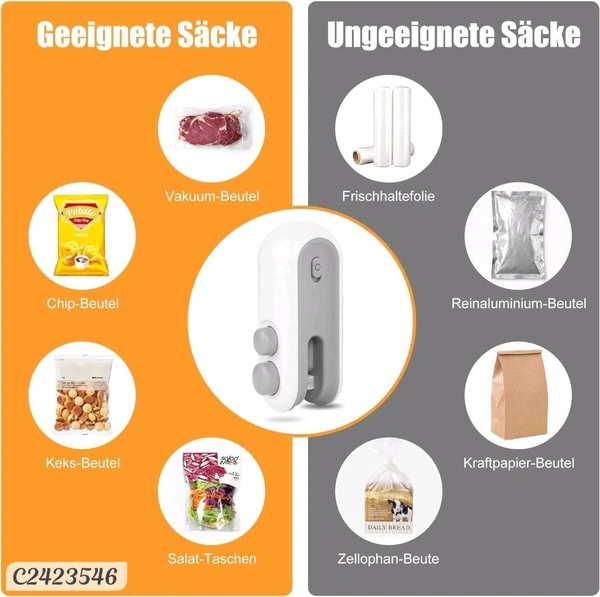 Portable Mini Sealing Machine 2 in 1 USB Rechargeable Magnetic Bag Sealer Heat Seal with Cutter