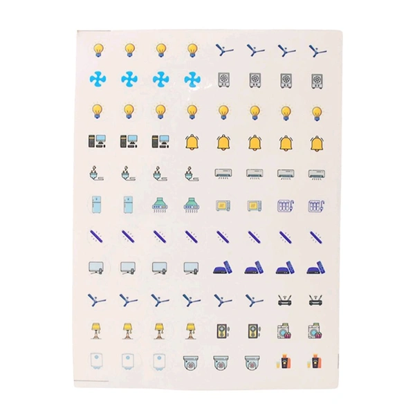 Smart Switch Icon Sticker Sheet – Visual Labels for Home & Office Switchboards (1 Sheet, 88 Icons)