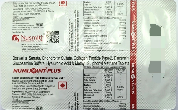 Nusmith Pharma Numijoint Plus Tablet - Strip Of 10 Tablets