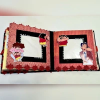 SHIN CHAN SCRAPBOOK  - black,white and red, 7.5x7.5x2 inchs, contain 30 pictures and 10 messages ( extra charges for pics and msgs ) 200/- extra