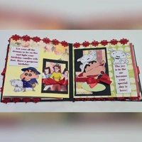 SHIN CHAN SCRAPBOOK  - black,white and red, 7.5x7.5x2 inchs, contain 30 pictures and 10 messages ( extra charges for pics and msgs ) 200/- extra