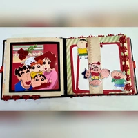 SHIN CHAN SCRAPBOOK  - black,white and red, 7.5x7.5x2 inchs, contain 30 pictures and 10 messages ( extra charges for pics and msgs ) 200/- extra