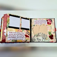 SHIN CHAN SCRAPBOOK  - black,white and red, 7.5x7.5x2 inchs, contain 30 pictures and 10 messages ( extra charges for pics and msgs ) 200/- extra