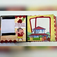 SHIN CHAN SCRAPBOOK  - black,white and red, 7.5x7.5x2 inchs, contain 30 pictures and 10 messages ( extra charges for pics and msgs ) 200/- extra