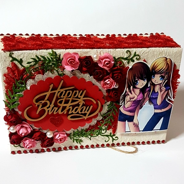 OPEN WHEN CARDS ( FRIENDS BIRTHDAY)  - white and red, 5x8 inchs, contain 15 pics and 14 messages ( extra charges for pics and messages) 150/- extra