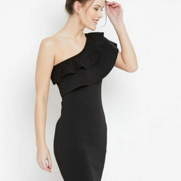 MMFABRIX Stylish Shoulder Off Dresses - black, XS