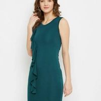 MMFABRIX Scuba Bodycon Dresses - olive green, s