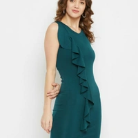 MMFABRIX Scuba Bodycon Dresses - olive green, M