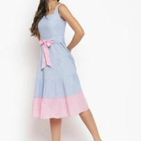MMFABRIX Designer Bodycon Dress - L, skyblue