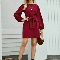 MMFABRIX Style Can 4 Women Dresses Bijnis - S, maroon