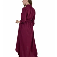 MMFABRIX Women High Low Wine Dress - wine red, S