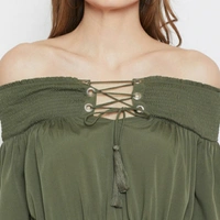 MMFABRIX Panit Women Olive Dress - olive green, S