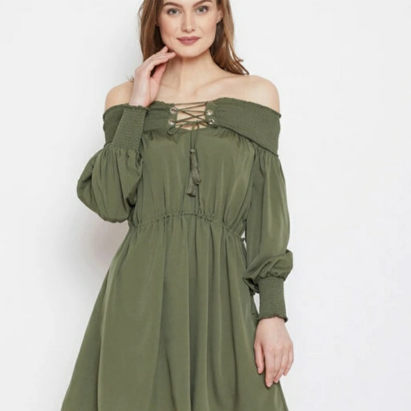 MMFABRIX Panit Women Olive Dress - olive green, m