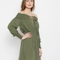 MMFABRIX Panit Women Olive Dress - olive green, m