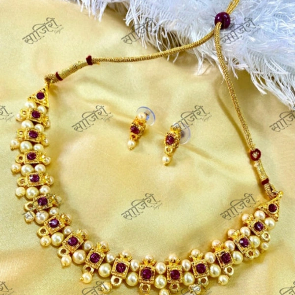 MMFABRIX Traditional Gold Plated Latest Stylish Jewellery , Tanmani Necklace Set And Earing - free size , 4.0⭐⭐⭐⭐