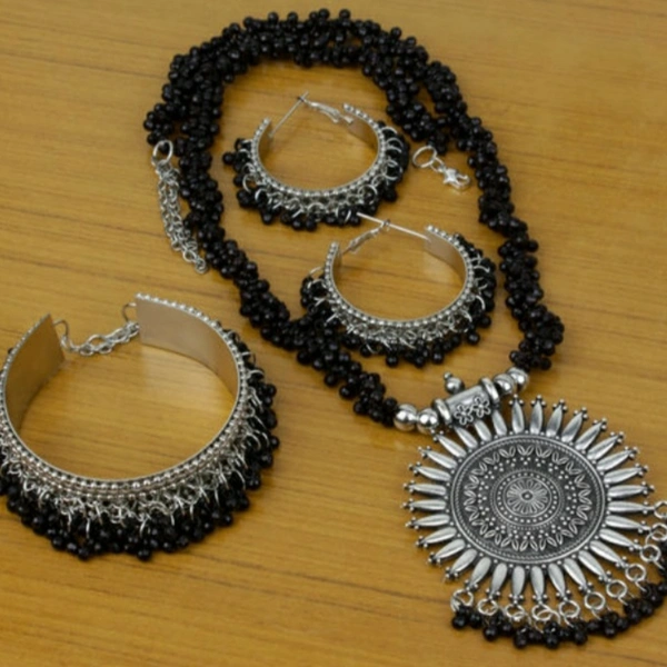 MMFABRIX Beautiful Oxidised Necklace For Womens & Girl With Braclate - free size 