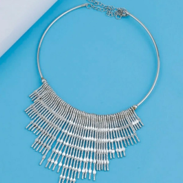 MMFABRIX Stylish Silver Stick Designer Fancy Necklace Set For Wimens - free size