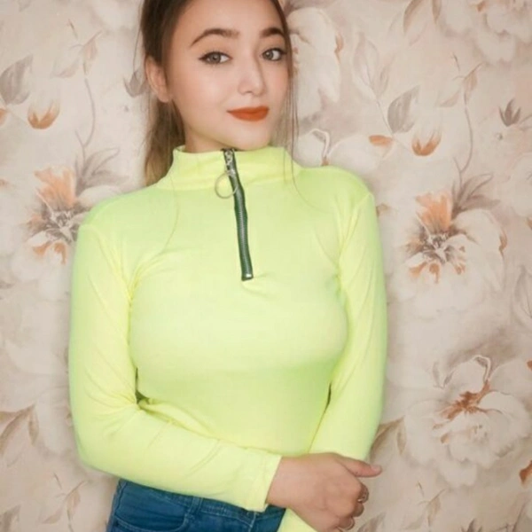 MMFABRIX Women Cotton High Neck Top - light green, M, best quality.mst buy it
