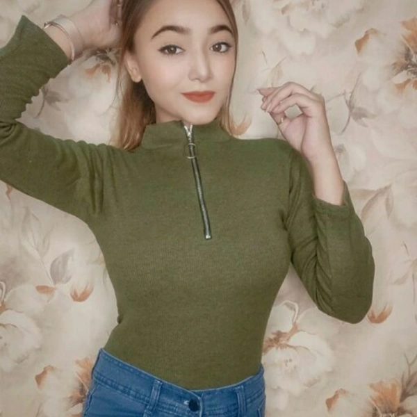 MMFABRIX Women Cotton High Neck Top - olive green, S, 😘😘😘really like it