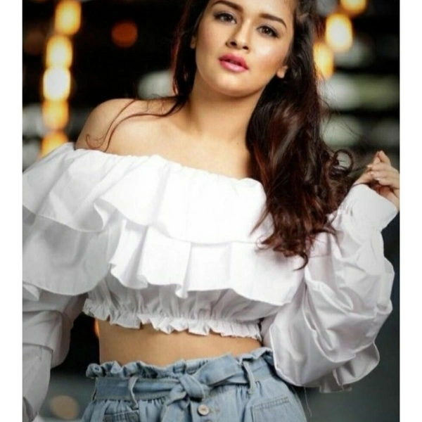 MMFABRIX Ruffle Off Shoulder Top - white, S, this is really a very good app ...cloths are of very good quality eith budget friendly.
