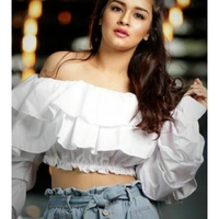 MMFABRIX Ruffle Off Shoulder Top - white, L