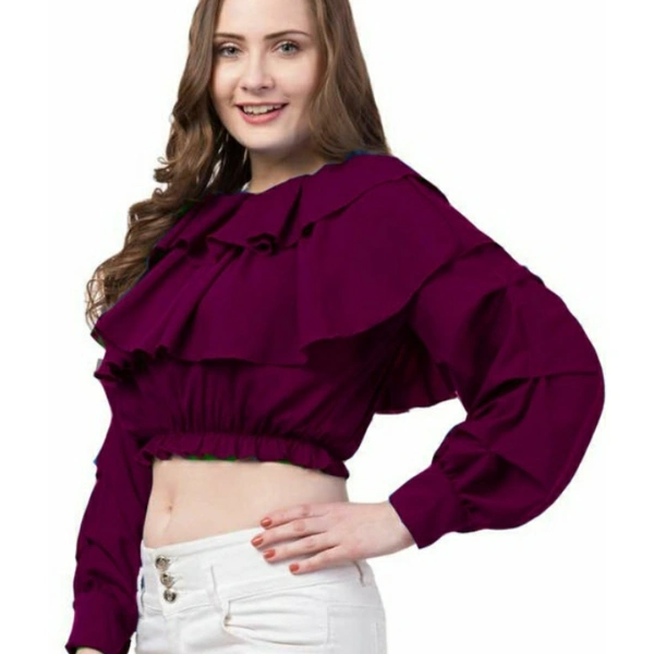 MMFABRIX Ruffle Off Shoulder Top - violet, S