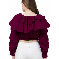 MMFABRIX Ruffle Off Shoulder Top - violet, S
