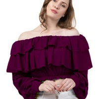 MMFABRIX Ruffle Off Shoulder Top - violet, S