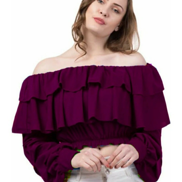 MMFABRIX Ruffle Off Shoulder Top - violet, S
