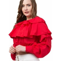 MMFABRIX Ruffle Off Shoulder Top - red, M