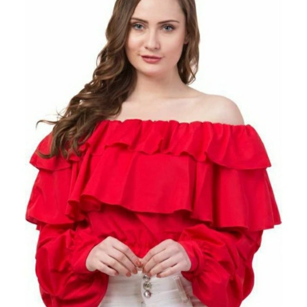 MMFABRIX Ruffle Off Shoulder Top - red, S